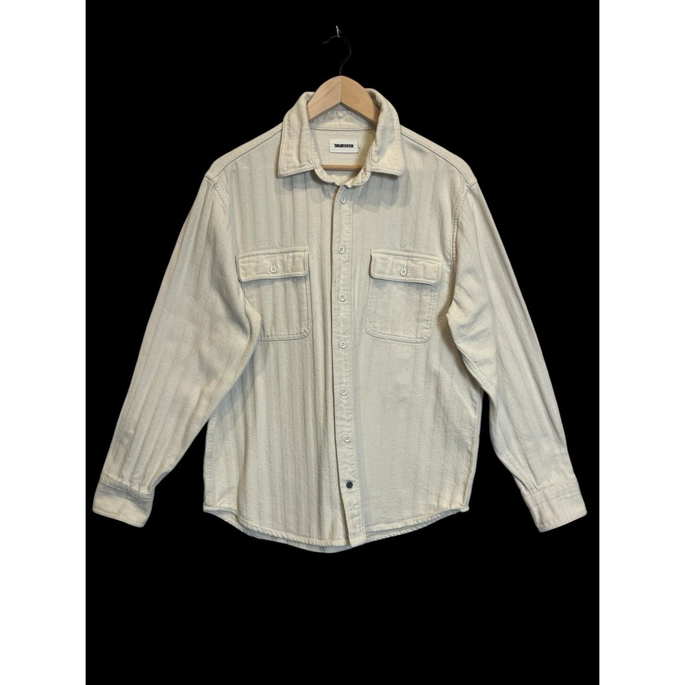 Taylor Stitch The Ledge Button Shirt Mens 42 Oyster Herringbone Organic Cotton